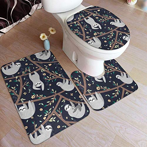 RedBeans Anti-Rutsch-Badvorleger, 3-teilig, Flanell-Badezimmerteppich, süßes Faultier-Badezimmer-Set, inkl. weicher…