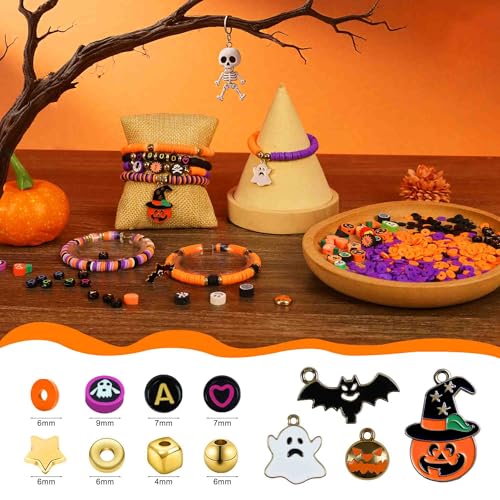 Image of Redtwo 3000 Pcs Halloween Clay Beads for Bracelet Making Kit, Halloween Decorations Charms Jewelry Making, DIY Crafts for Gifts Party Favors