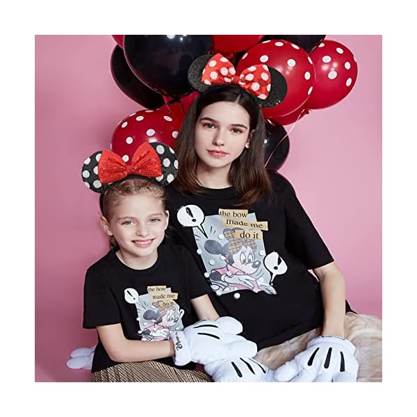 Etluk mouse ears headbands, 2 pcs bow headband, classic shiny bow cute headbands for women, girls - image 5
