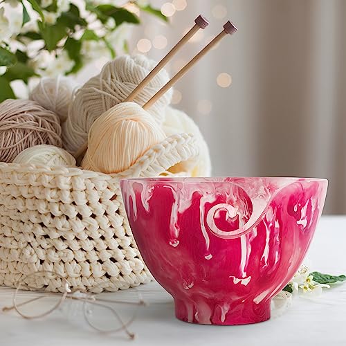 Image of Handcrafted Resin Yarn Bowl, Knitting Resin Storage Bowl, Crochet Kit Organizer. (Pink)