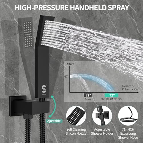 Image of SR SUN RISE 10'' All-Metal Shower System with Tub Spout Handheld Sprayer