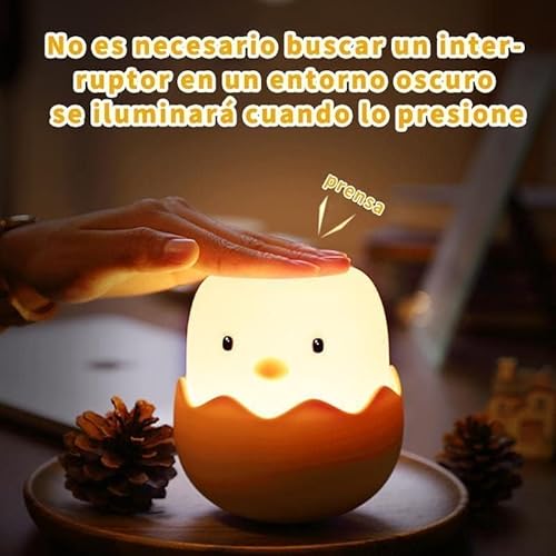 FemKey Luz de Presença Infantil, Luz de Bebé USB com Controlo Tátil, Lâmpada de Noite para Crianças de Silicone, Luz de Pintainho Ideal para Bebés e Crianças Ajuste de Brilho (luz amarela quente)