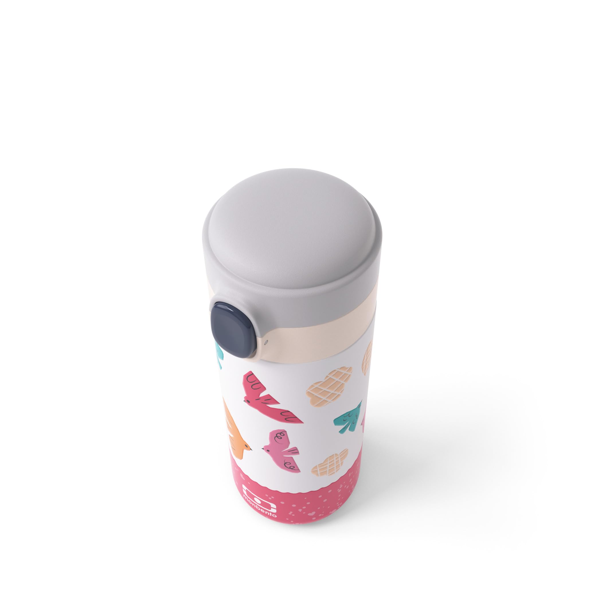 MONBENTO, Kids Insulated Water Bottle Pop Pink Birds, 360 ml/13 floz Kids Stainless Steel Water Bottle - Image 2