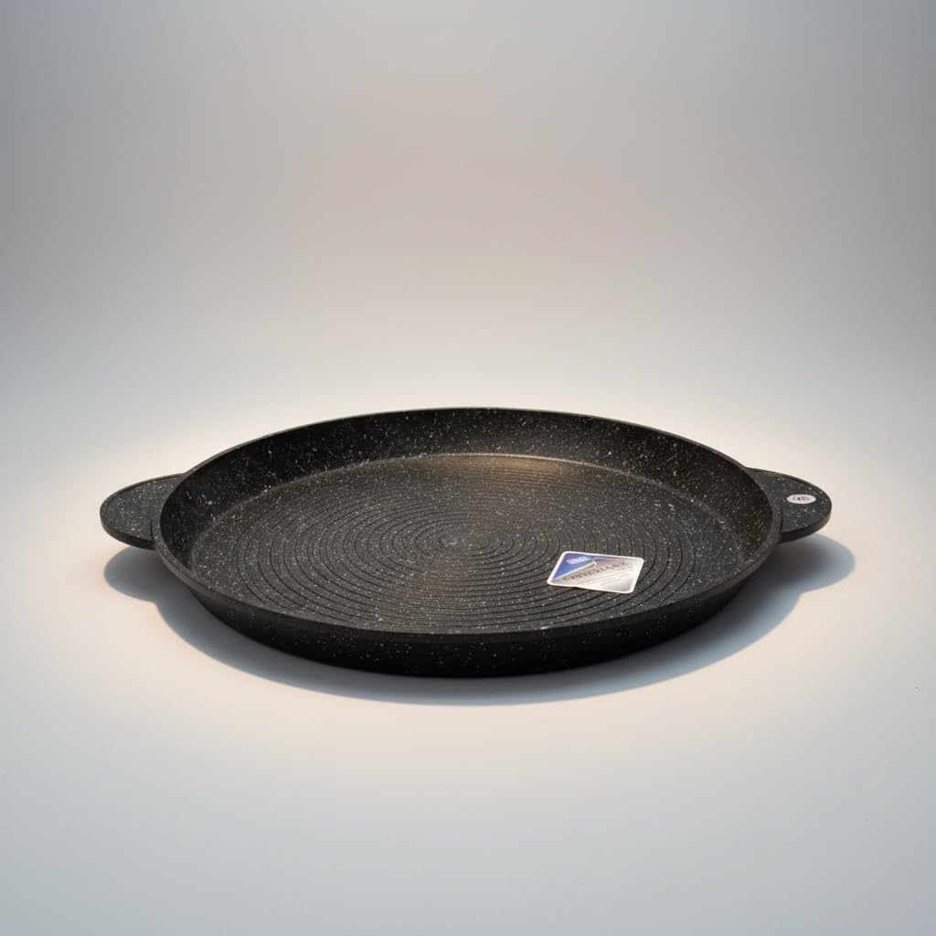 Plancha/Grill/Galetière Ronde Façon Pierre Induction revêtement Antiadhésif(LARGE 32CM)