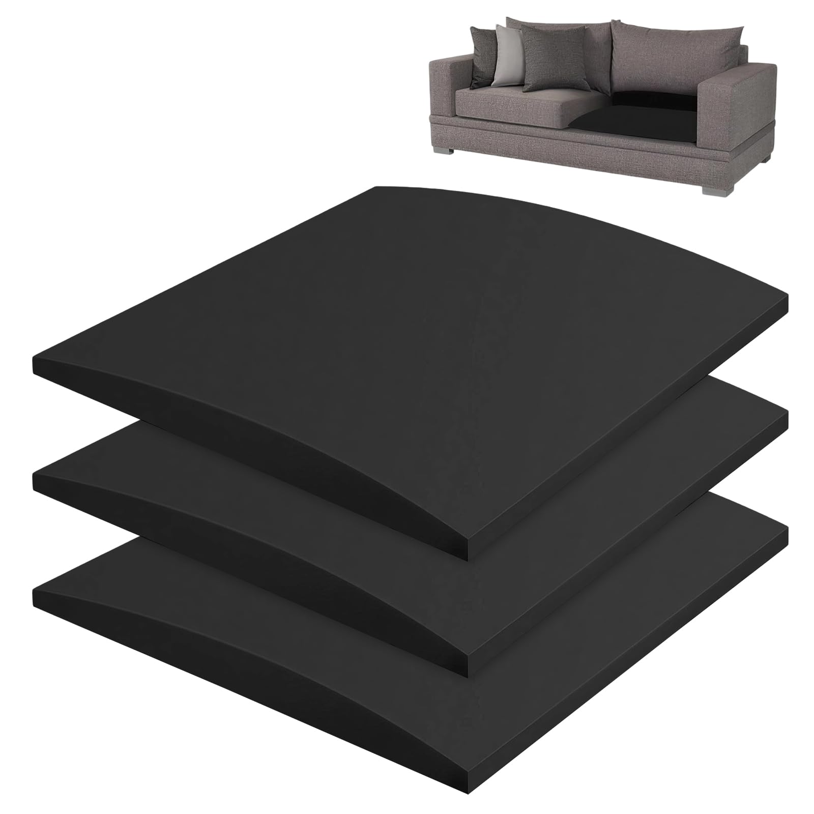 TW1TGOFT 3Pcs 50x50cm Sofa Cushion Support - Sagging Sofa Support Repair Furniture Couch Seat Support for Seat Couch High Density Sponge for Loveseat/Couch/Chair (Black)