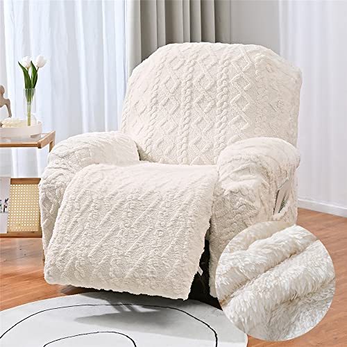 FANSU Recliner Chair Covers for Electric Chair Seater with Pockets,  Jacquard Plush Stretch Recliner Chair Slipcover for Armchairs, Sofa Covers