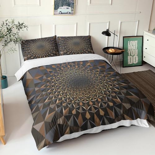 Ensemble de housse de couette Honeycomb Figure avec impression 3D durable pour grand lit King - 7