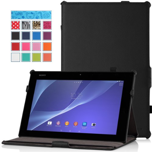 MoKo Sony Xperia Z2 Case - Slim-Fit Multi-Angle Folio Cover Case for Sony Xperia Z2 10.1 inch Tablet, Black (with Smart Cover Auto Wake/Sleep, Will Not Fit for Sony Xperia Z Tablet)