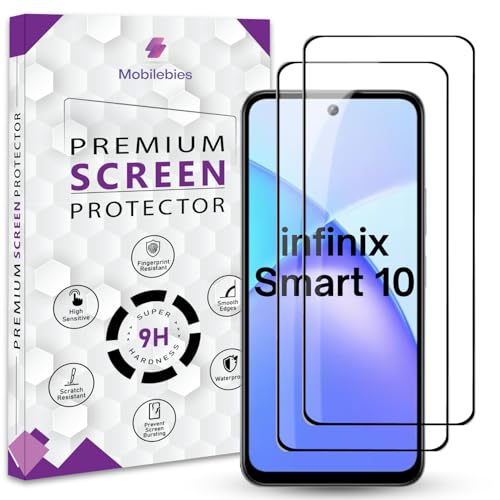 Image of Premium Tempered Glass Screen Protector Guard For infinix Smart 10 (6.67 Inch, Pack of 2) | Edge to Edge Coverage With Easy to installation kit