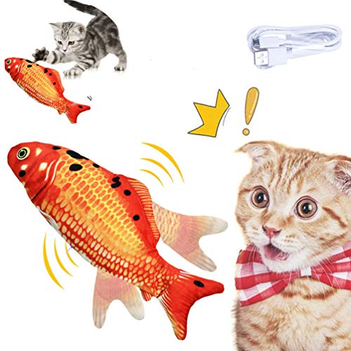 LINPING Elektrische Fische Katze, realistische Plüsch elektrische Wagging Fischspielzeug Simulation Interaktives lustiges Kauen Katzenspielzeug für Hauskatzen Haustiere Kätzchen Cover