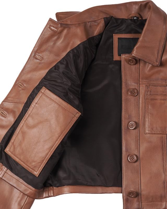Decrum Cropped Leather Jacket Women – Trendy Short Real Lambskin Womens Leather Jacket - Image 5