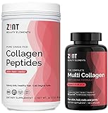 Zint Collagen Bundle: Collagen Peptides Powder (32 oz) + Complete Multi Collagen Pills with Biotin,...