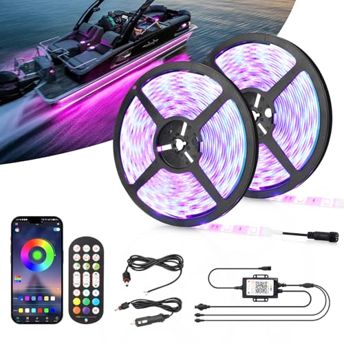 OPP ULITE Boat Led Light Strip RGB Color 50FT, APP & Remote Contrl Music Mode Marine Interior Lights, Night Fishing Lighting for Bass Boat, Kayak, Jon Boat, Deck, Waterproof IP67