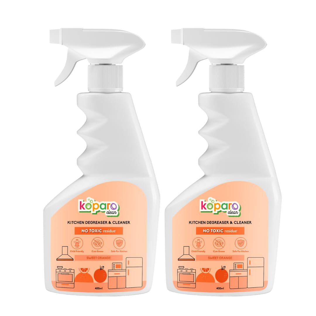 Koparo Kitchen Degreaser Cleaner | 400ml Pack of 2 | Removes Hard Stains | Used for Chimney, Microwave Ovens, Grills, Gas Stoves | Plant Based & Non-Toxic