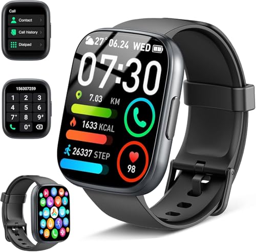 Reloj Inteligente Hombre Mujer, 1.95' Smartwatch con Llamadas Bluetooth y Notificación, 110+ Deportivos Smart Watch con Podómetro/Pulsómetro/Monitor de Sueño, IP68 Pulsera Actividad para Android iOS