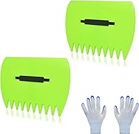 Chicarry Leaf Scoops Hand Rakes with Gloves - Lightweight Plastic Leaf Grabbers & Claws for Leaves, Clippings, Grass (Green Set)