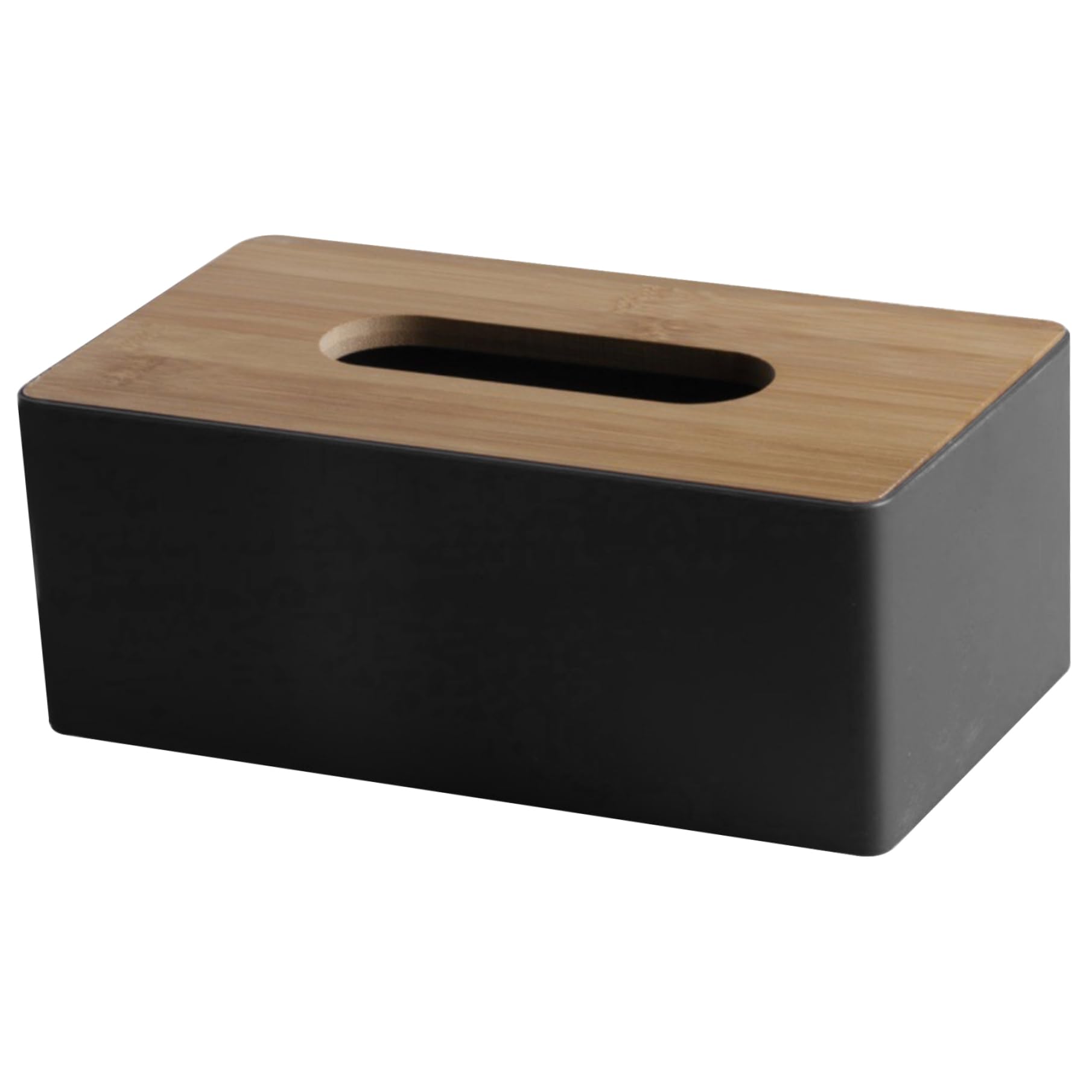 Monetais Tissue Box Cover, 8.5x4.7x3.4 Rectangle Tissue Box Cover with Wooden Lid, Dust-Proof Modern Simple Holder for Tabletop, Bathroom, Car, Office, Black Black