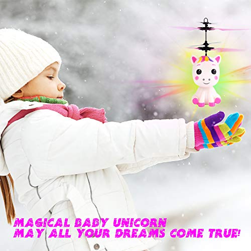 Flying Unicorn Toys Flying Fairy Toys for Girls Flying Ball RC Helicopter with Remote Control Hand Controlled Horse Unicorn Birthday for 3 4 5 6 7 8 9 Year Old Girls Boys Kids - Thumbnail 5