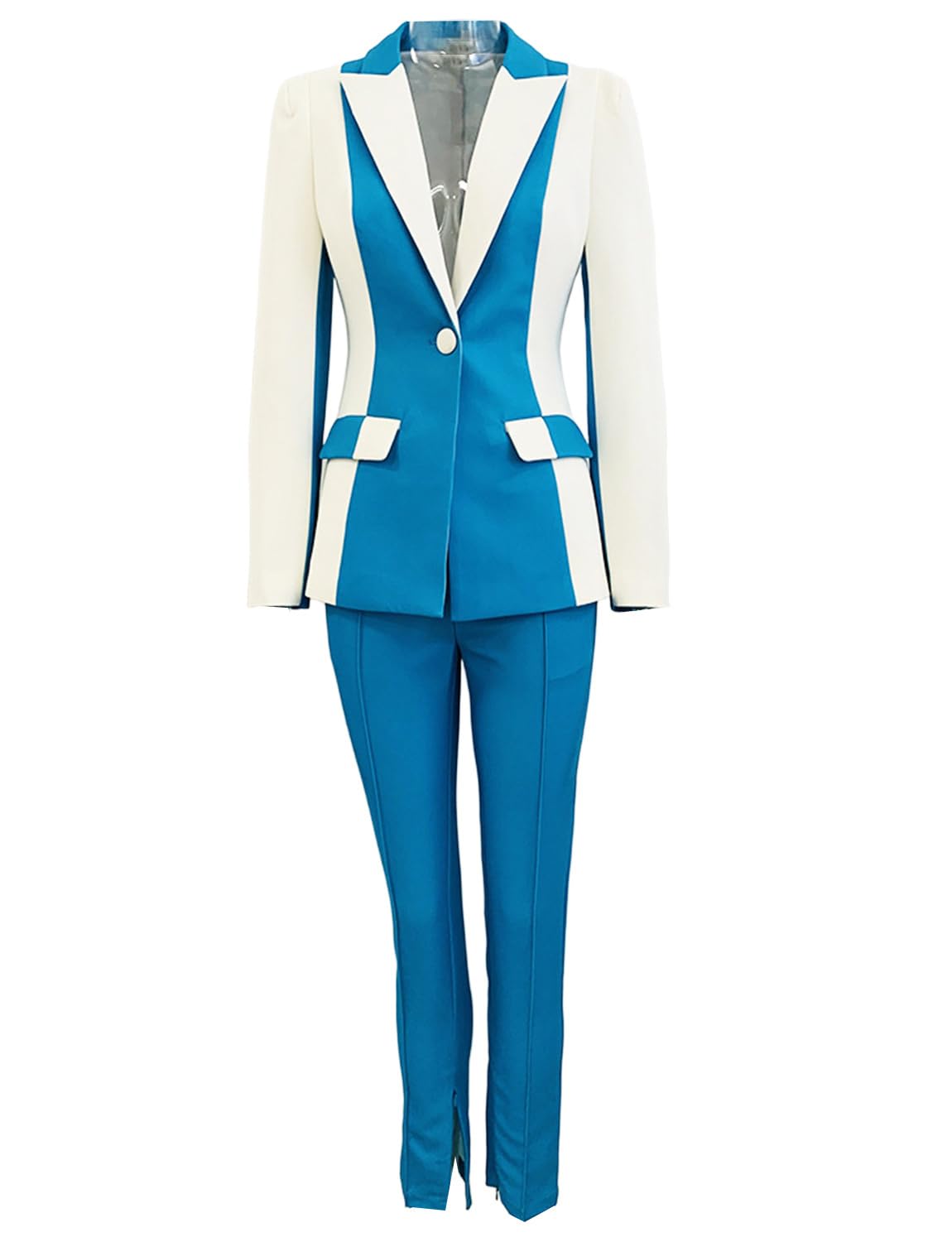 Womens Match Color Suit Office Jacket Pants Set One Button Peak Lapel Business Tuxedos Two Pieces