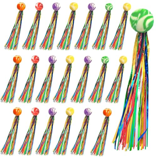 Capaneus 20 pelotas de saltar para niños, juguetes con cintas coloridas, regalo ideal para cumpleaños infantiles