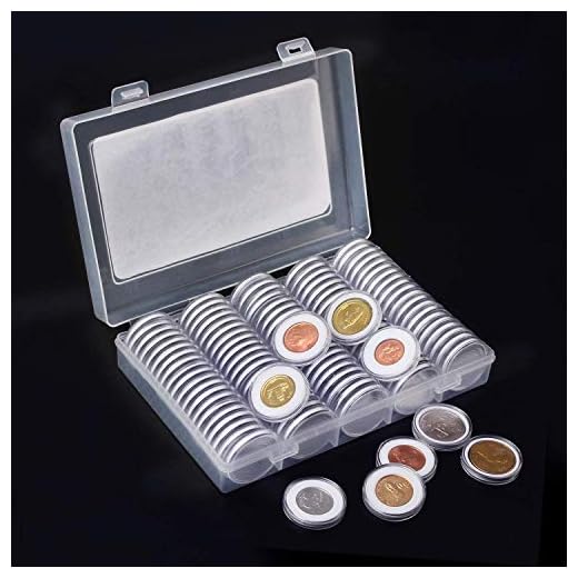 Hossom 100 Piezas Cápsulas de Moneda, Cápsulas para Monedas, Monedas De Plástico Caja (17/20/25/27/30 mm) con Almohadilla EVA, Redondo Materiales de Collección de Monedas