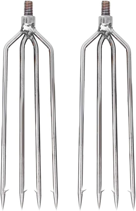 Stainless Steel 4 Prongs Harpoon Gig Gaff Hook Barb Fish Spear, Small and Powerful, for Outdoor Fishing Tackle