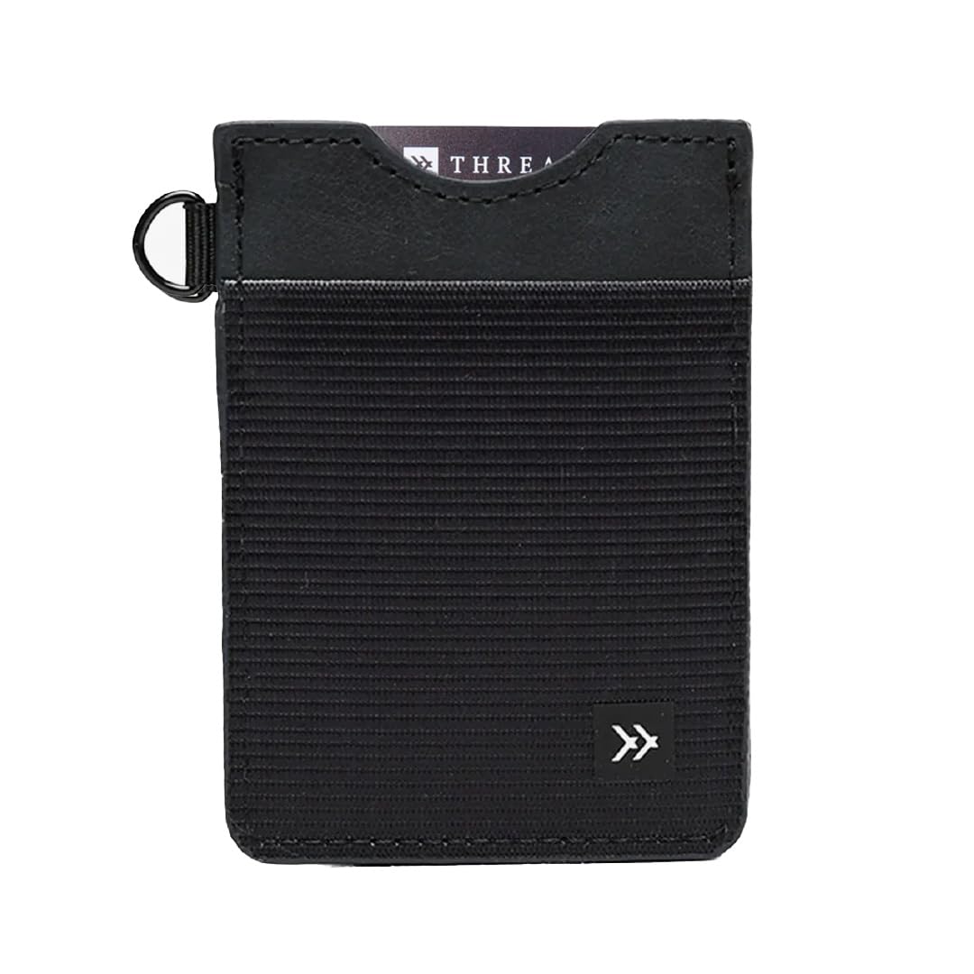 Thread Wallets Ultra Slim Minimalist Leather Card Holder Wallet Black