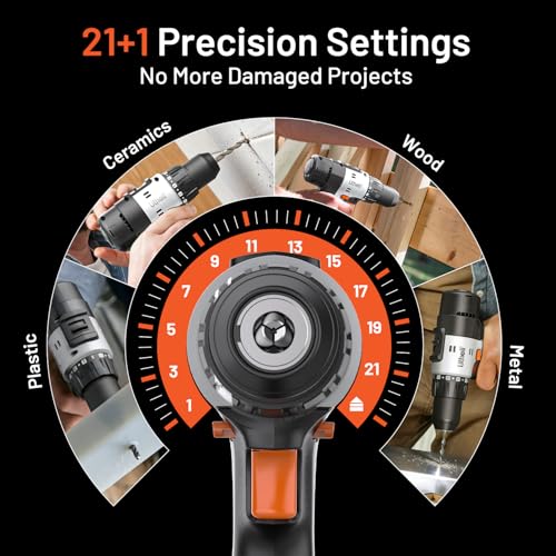 Litheli Cordless Drill Set, Combi Drill in case with 2.0 Ah Lithium-Ion, 50N.m Max, 21+1 Torque Setting, 2 Speed, LED worklight for Home and Garden DIY Project - Image 2