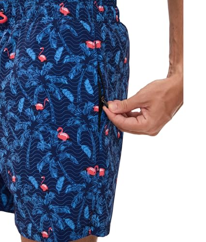 Image of Mens Swim Trunks Compression Liner No Mesh Swimming Trunks Men Swimwear Quick Dry Above Knee Zipper Pocket Swim Shorts