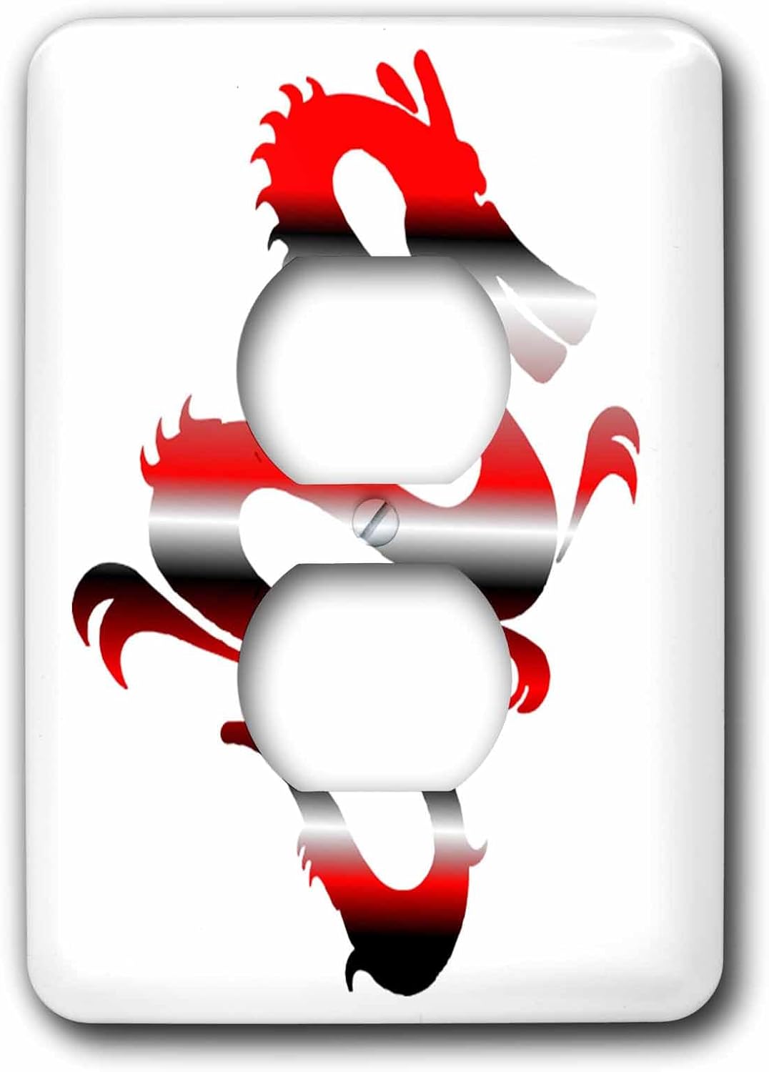 3dRose lsp_204316_6 Print Of Asian Red And Gray Dragon - 2 Plug Outlet Cover