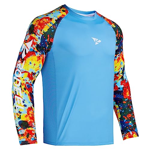 Rodeel Mens Loose-Fit Fishing T-shirt Bluff Performance Long Sleeve Shirt UPF 50 Sleeve Raglan Sleeve