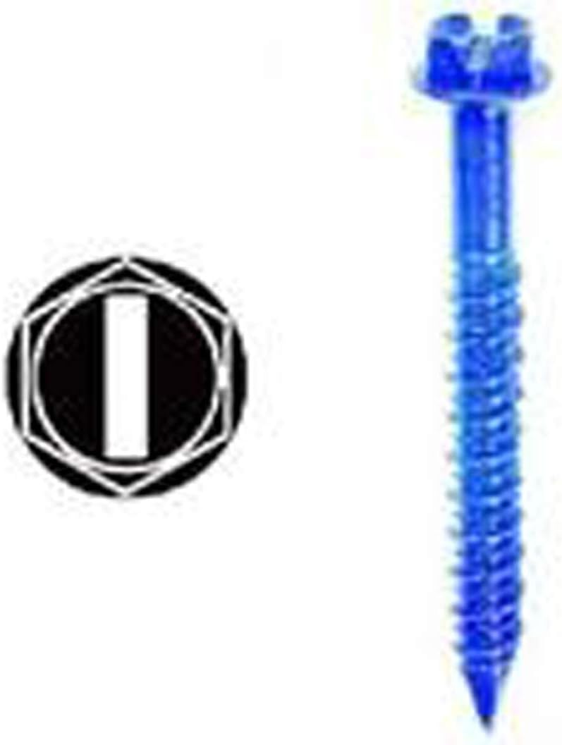 L.H. Dottie 14H114 Concrete Anchor System, Hex Head Slotted, 1/4-Inch Diameter by 1-1/4-Inch Length, Ceramic Coated Blue, 100-Pack