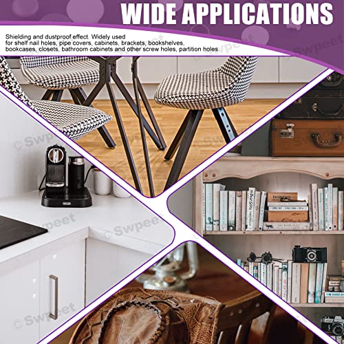 Image of Swpeet 300Pcs 1 /2 inch - 14mm Black Plastic Hole Plugs Assortment Kit, Flush Type Snap-in Locking Hole Tube Panel Plugs