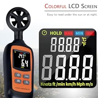 Digital Anemometer,Handheld Wind Speed Meter,Air Flow Velocity Meter for Measuring Wind Speed/Temperature with Backlight LCD,for Shooting, HVAC, Drone Flying,Windsurfing, Sailing, Surfing, Fishing