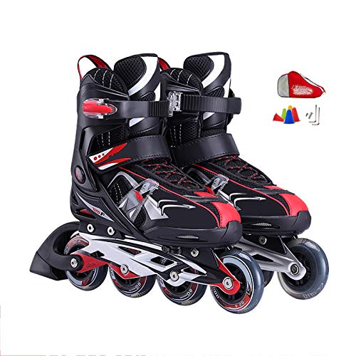 sljjlhx Sljj Patines En Línea Ajustables para Niños Y Niñas, Patines De Alto Rendimiento para Patines De Ruedas para Niños Unisex, Interiores Y Exteriores (Color : Black+Red, Size : XL(43-46)) Cover