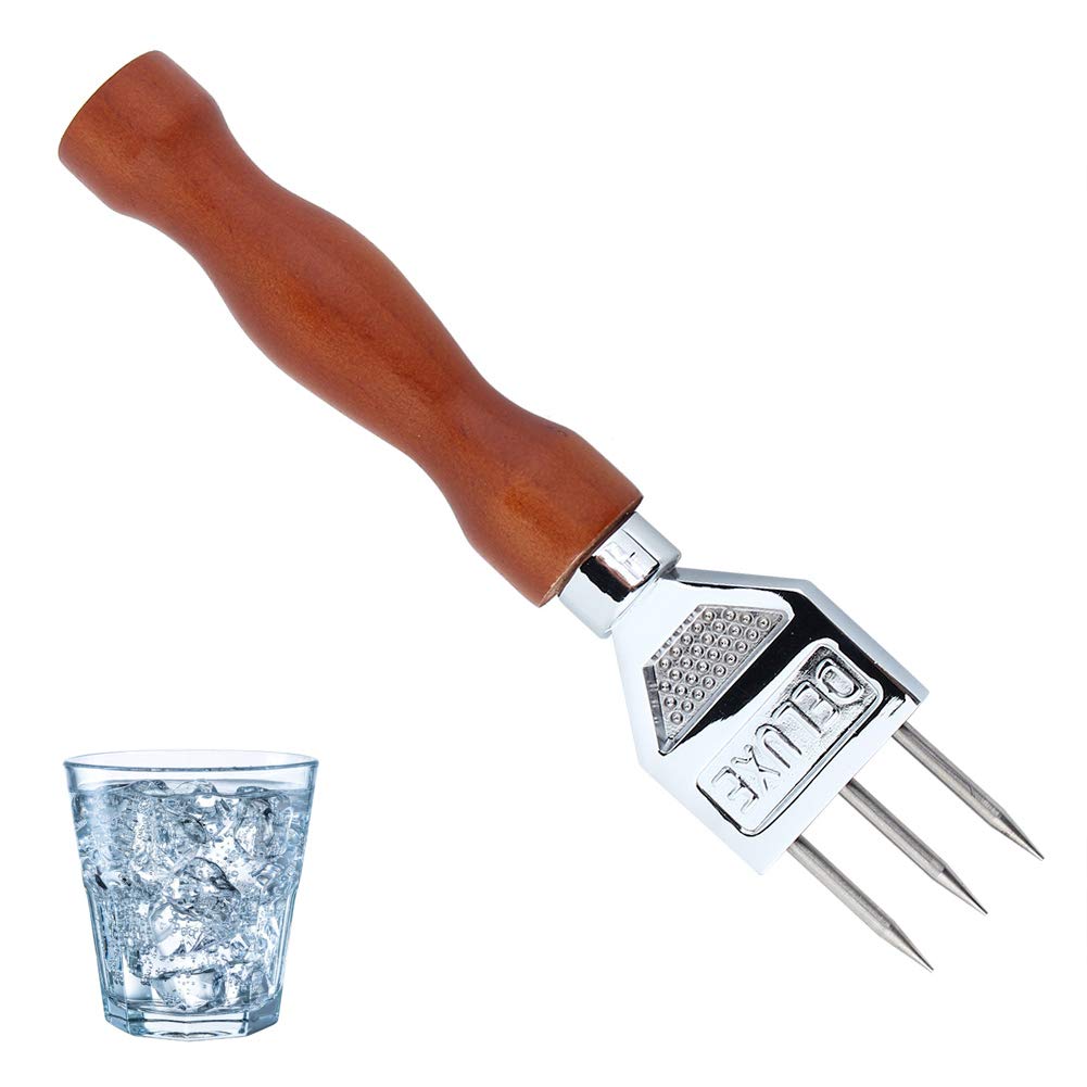 Jeffergarden Ice Axe ice Chisel Stainless Steel ice Chisel with Wooden Handle Removal Pick Crushed ice Chipper ice Pick ice Tool Kitchen Tool ice bar Ware Bartender Tool Reusable bar Accessories