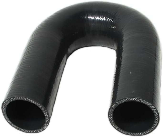 Automotive Silicone Tubing, ID 2.25" (57mm) 180 Degree U Bend Elbow Coupler Hose, 5"(127mm) Leg Length,4-Ply High Performance Coupler Silicone Hose (Black)