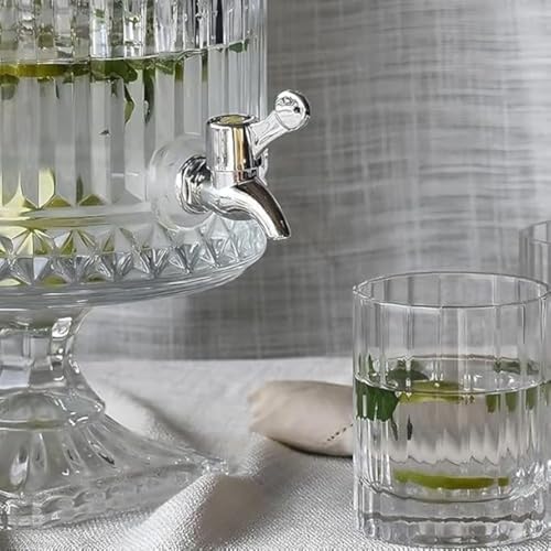 Image of 4.5 Litre Footed Glass Juice Dispenser with Tap | Elite Detox Jar | Mason Jar Beverage Dispenser for Water, Beer, Juice, Liquor | Pack of 1