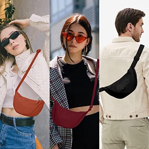 Eenvoudige Mode Vrouwen Halve Maan Tas Voor Vrouwen Mannen, Nylon Halve Maan Tassen Crossbody Tas Draagbare Halve Maan Portemonnee Met Verstelbare Riem Effen Kleur Borsttas