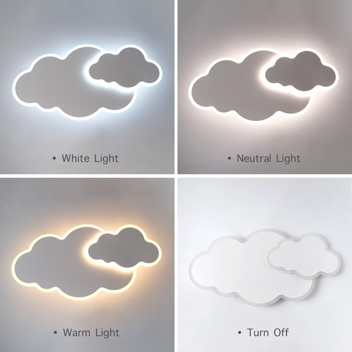 Lámpara de techo Nube LED 3D de 55 cm con 2 nubes, lámpara de araña para habitación infantil, sala de estar, dormitorio de niño o niña, 3 luces, 46 W