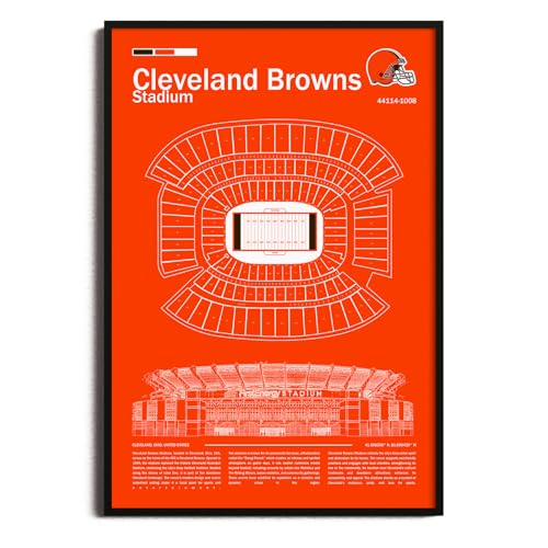 SPASAV (Wrapped Canvas 11"x17") ClevelandBrowns Stadium Blueprint Canvas Print – Cleveland Detailed Stadium Map Poster, Browns Fan Decor, Wall Art for Home or Office