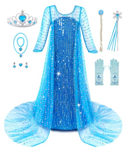 Aoiviss Princess Dress for Girls Luxury Sequin Princess Costume Kids Fancy Dress up for Halloween Carnival Party Cosplay