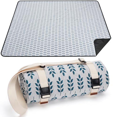 ZORMY Picnic Blanket Washable Outdoor Blankets Picnic Baskets Accessories with Waterproof Backing and Shoulder Strap – BlueLeaf