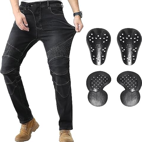 CTBQiTom Mens Vintage Black Motorcycle Jeans Cover