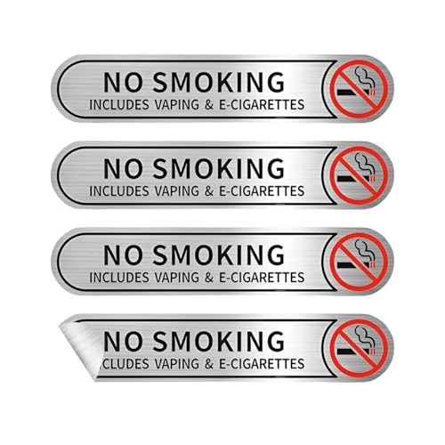 NYTKL 4PCS No Smoking Signs for Cars, 5 × 1 Inch Vinyl Stickers No Smoking Includes Vaping & E-Cigarettes, Waterproof Anti-Smoking Decal Fade Resistant Warning Marker for Vehicles