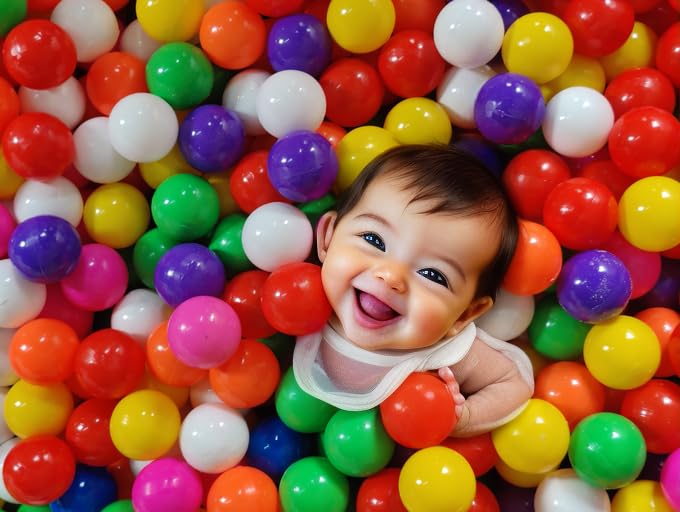 Image of EEVOVEE 25 pcs Big Large Size 8 Colour Plastic Balls for Kids 8cm (Big Size), (25pcs)