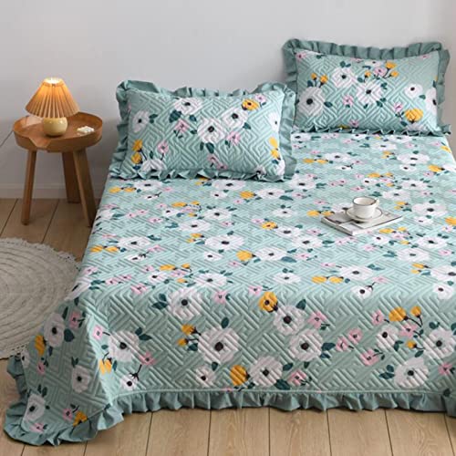 Colcha Acolchada Boutis De AlgodóN Espesar SáBanas Sobrecamas CáLida Lavable Multiusos Con Estampado Floral Individual Doble Cubierta De Cama Con 2 Fundas De Almohada 50X70Cm,G-150X230CM Cover
