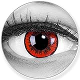 Funnylens Farbige Kontaktlinsen Engel rot schwarz weich ohne Stärke 2er Pack + gratis Behälter – 12 Monatslinsen - perfekt zu Halloween Karneval Fasching oder Fasnacht