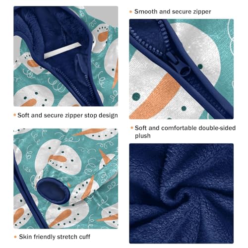 Cartoon Snowman Girls Fleece Jacket Girls Fall Jacket Girls Zip Up Hoodie Girls Sherpa Jacket 2-10T3