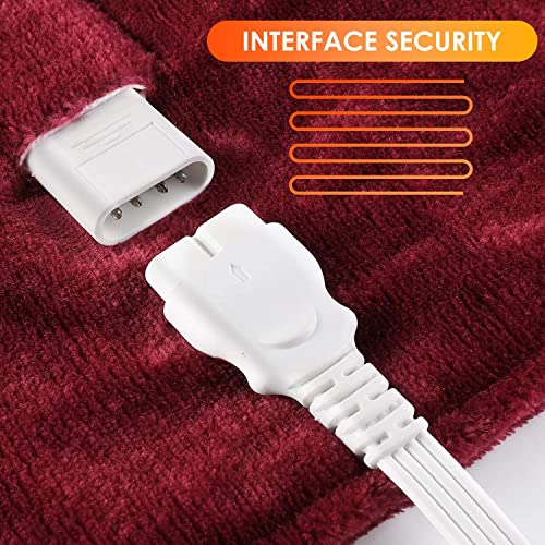 Electric Blanket Heated Throw 50”X 60”, Heated Blanket With Double-Layer Flannel, Etl Certification, 6 Heating Levels, 3 Hours Auto-Off, Machine Washable, Fast Heating Blanket, Bed Sofa Use (Red) #TOP2